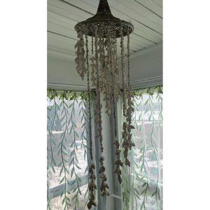 Vintage Wicker Seashell hanging Mobile Wind Chime Chandelier